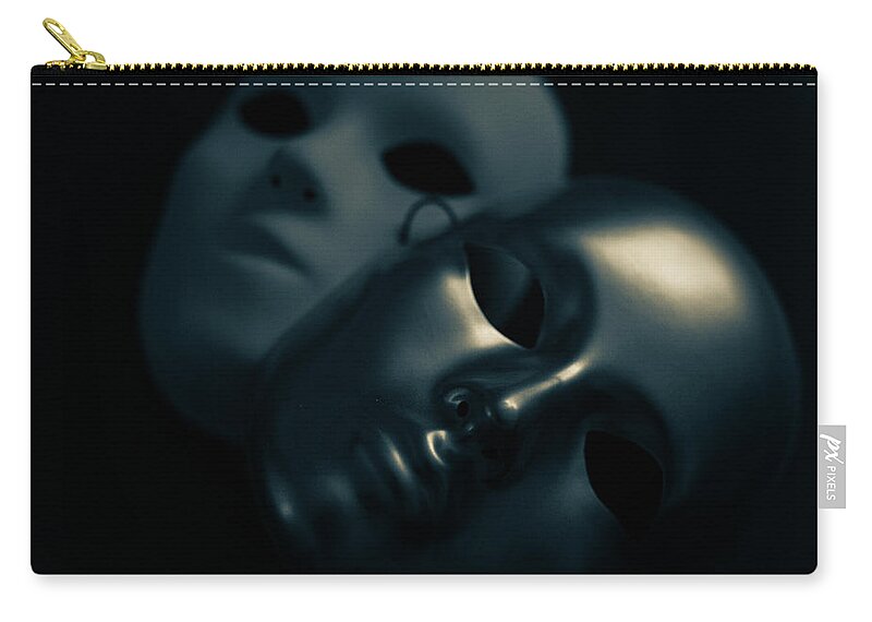 Mask Zip Pouch featuring the photograph Masks in Blue by Amelia Pearn