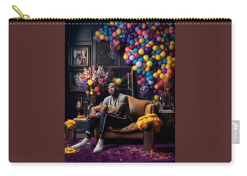 Maximalist Famous Sports Athletes Kobe Bryant Art Zip Pouch featuring the painting Maximalist famous sports athletes Kobe Bryant  by Asar Studios by Celestial Images