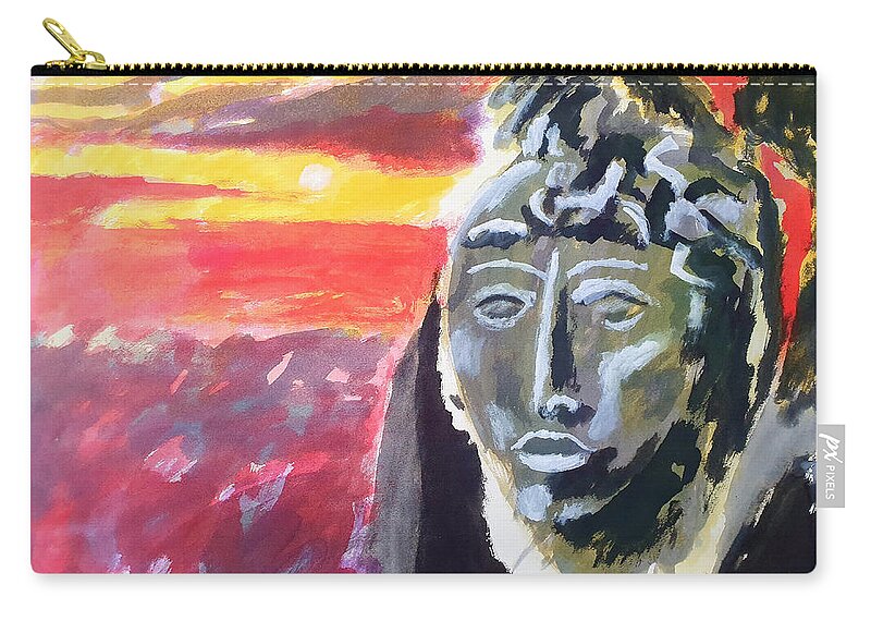 Maya Zip Pouch featuring the painting Maya Sunset by Enrico Garff