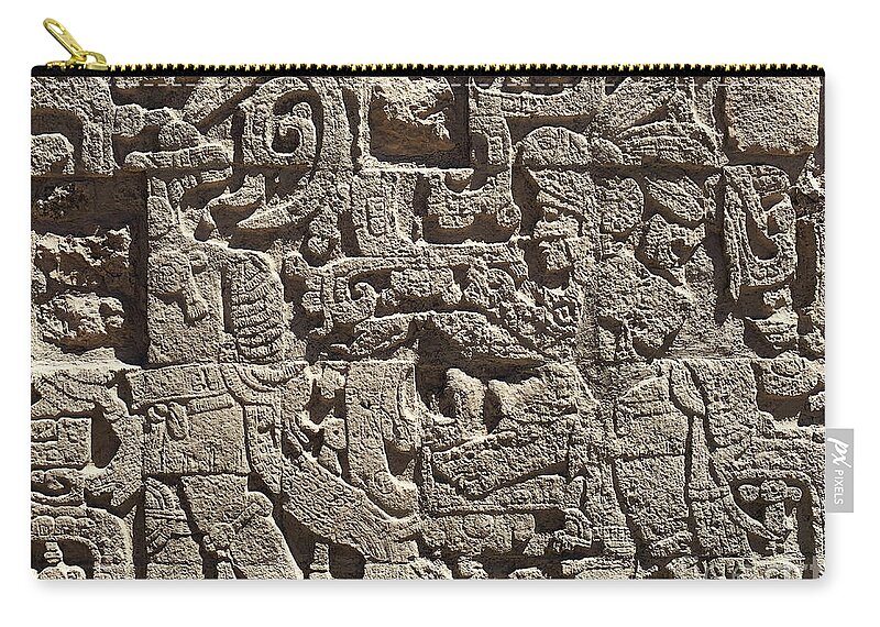 Chichen Itza Zip Pouch featuring the photograph Mayan wall carving by Joshua Poggianti