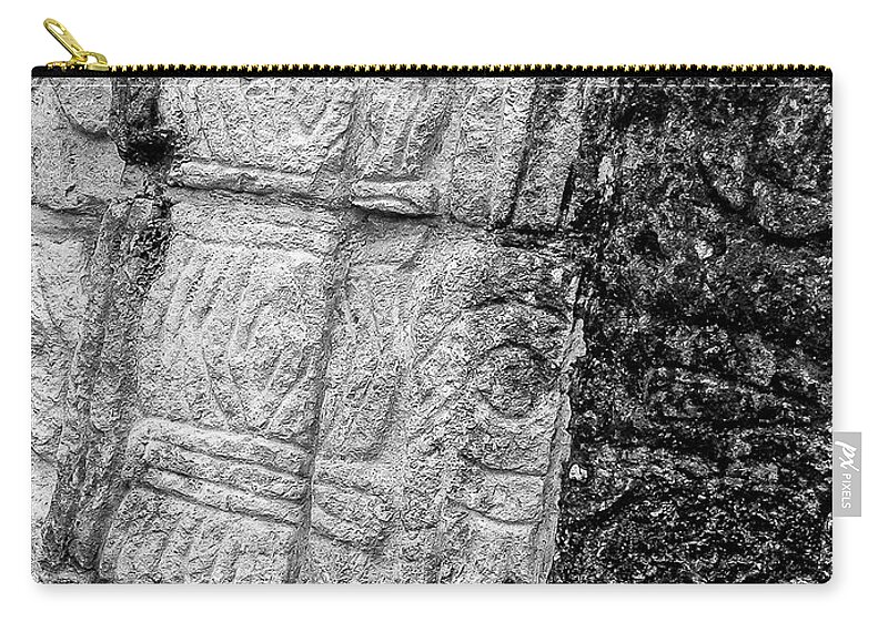 Mayan Carry-all Pouch featuring the photograph Mayan Wall Carvings - Chichen Itza by Frank Mari