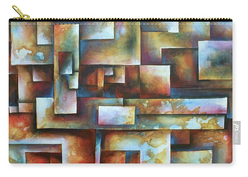 Geometric Zip Pouch featuring the painting Maze 1 by Michael Lang