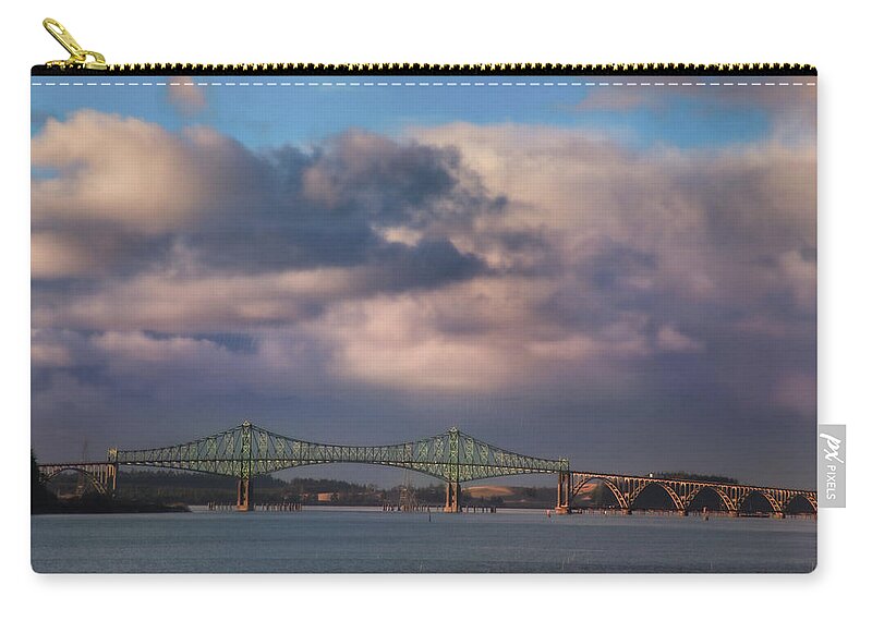 North Bend Zip Pouch featuring the photograph McCullough Memorial Bridge by Sally Bauer