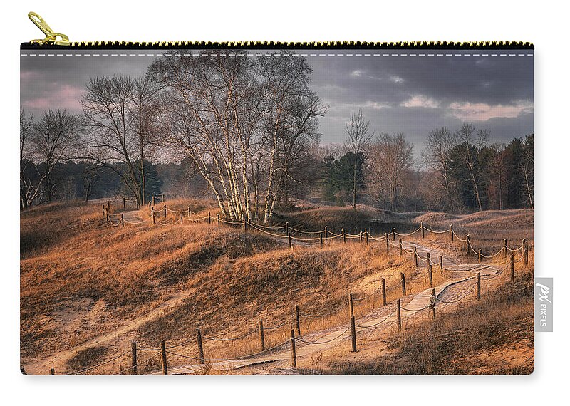 Sand Dunes Zip Pouch featuring the photograph Meandering by Nate Brack