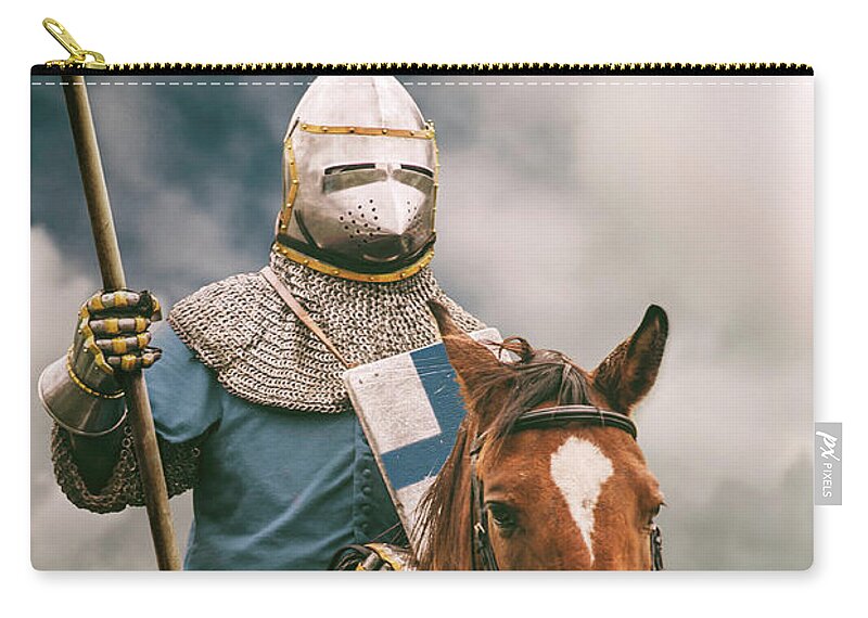 One Zip Pouch featuring the photograph Medieval Knight 5 by Carlos Caetano