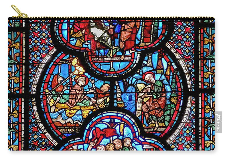 Chatre Zip Pouch featuring the glass art Medieval stained glass Window of Chartres, France - dedicated to St John by Paul E Williams
