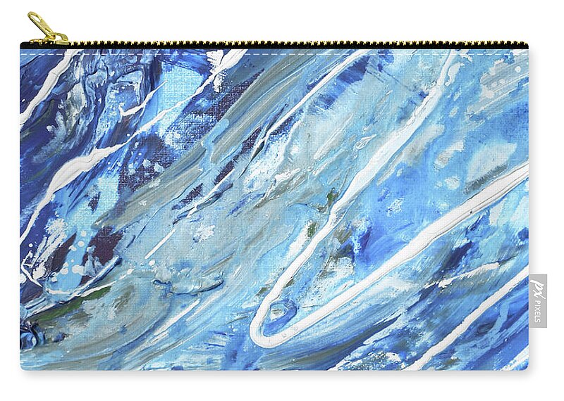 Blue Wave Zip Pouch featuring the painting Meditate On The Wave Peaceful Contemporary Beach Art Sea And Ocean Blues IV by Irina Sztukowski
