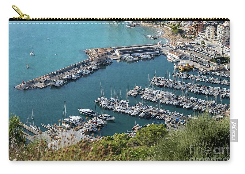 Mediterranean Zip Pouch featuring the photograph Mediterranean coast and port in Calpe 1 by Adriana Mueller