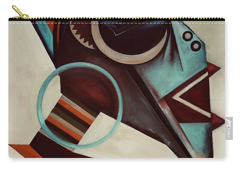 African Masks Zip Pouch featuring the painting Melodist L'Afrique by Martel Chapman