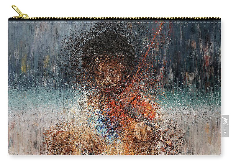Violinist Zip Pouch featuring the painting Melody of the Storm by Alex Mir