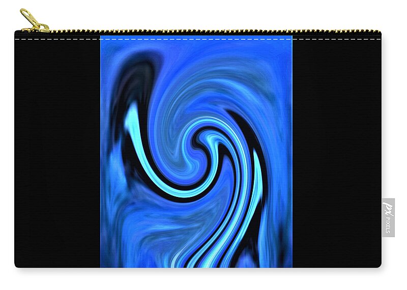 Abstract Art Zip Pouch featuring the digital art Melting Blue Swirl by Ronald Mills