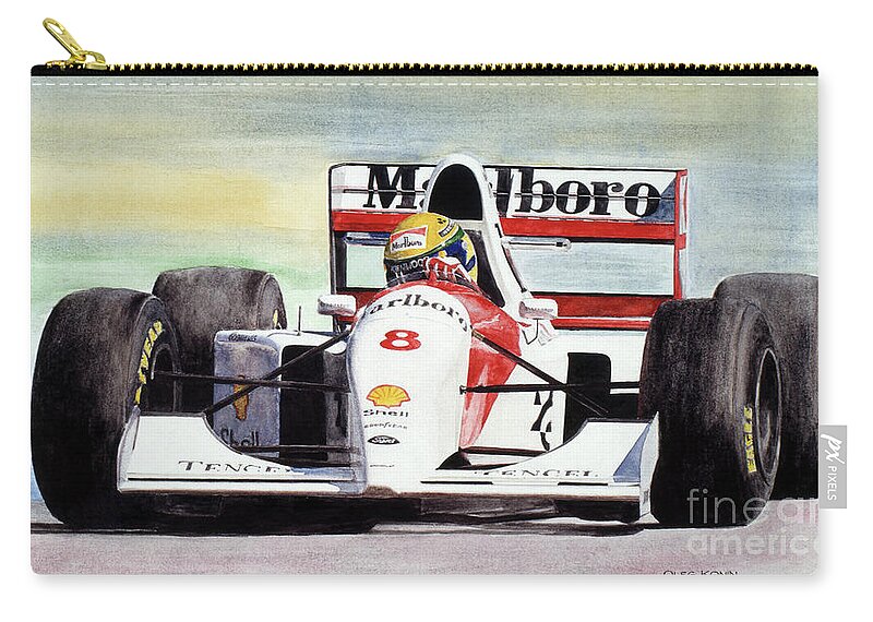 Ayrton Senna Zip Pouch featuring the painting Memories and Feelings by Oleg Konin
