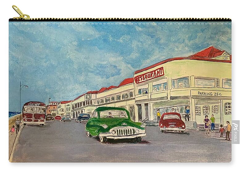 Hampton Beach Zip Pouch featuring the painting Memories of Hampton Beach by Anne Sands
