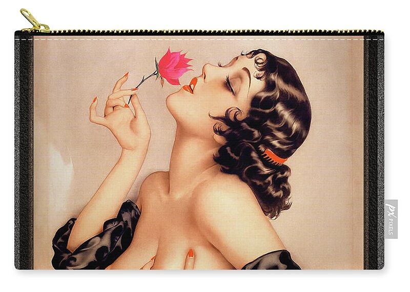 Memories Of Olive Zip Pouch featuring the painting Memories of Olive by Alberto Vargas Vintage Pin-Up Girl Art by Rolando Burbon