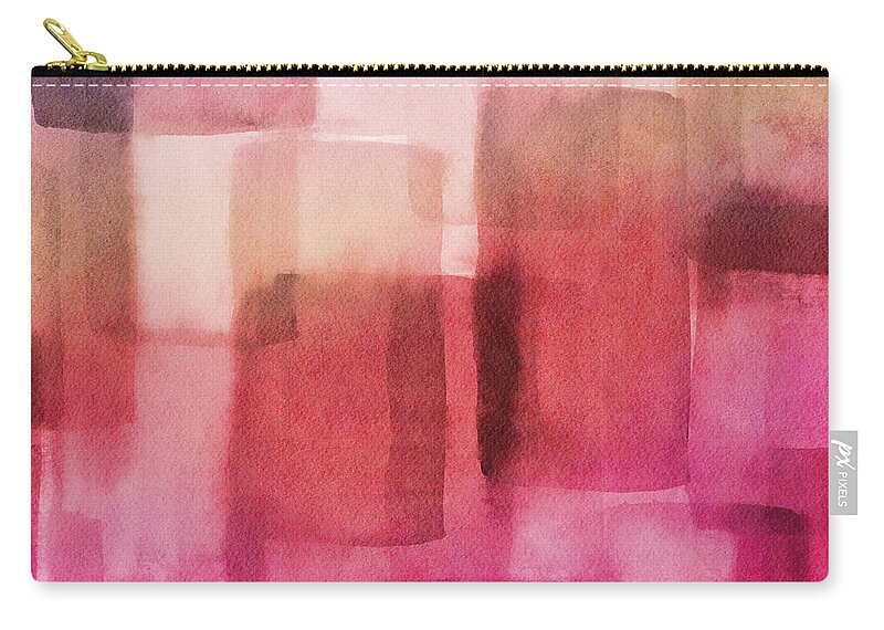 Abstract Carry-all Pouch featuring the mixed media Memory Lane Pink- Art by Linda Woods by Linda Woods