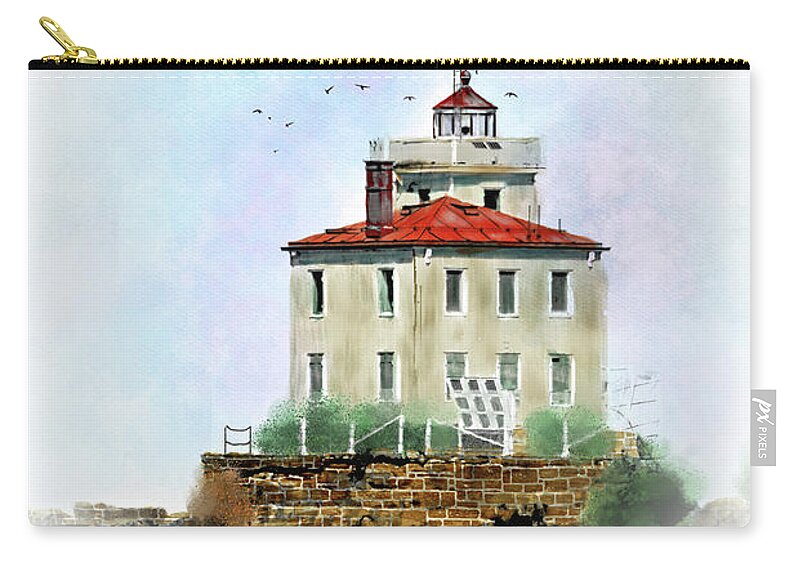 Lighthouse Zip Pouch featuring the photograph Mentor Headlands Lighthouse 2 by Mary Timman