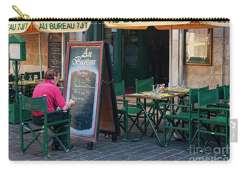 Tours Zip Pouch featuring the photograph Menus of the Day at Au Bureau Restaurant by Bob Phillips