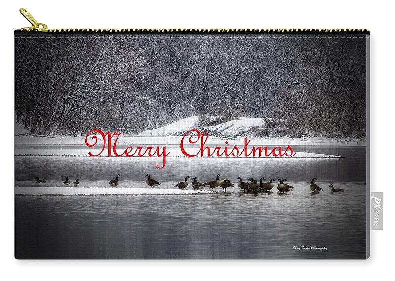 Christmas Zip Pouch featuring the photograph Merry Christmas Canadian Geese by Mary Walchuck