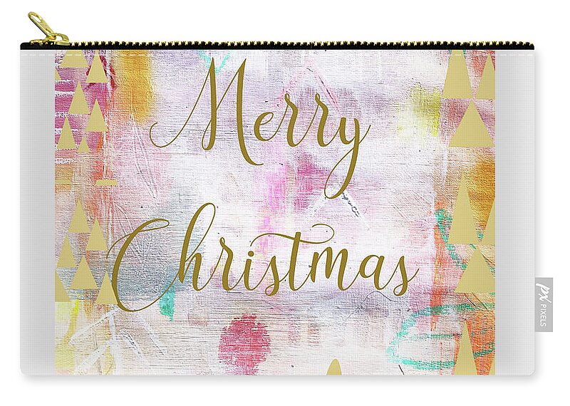 Merry Christmas Zip Pouch featuring the mixed media Merry Christmas by Claudia Schoen
