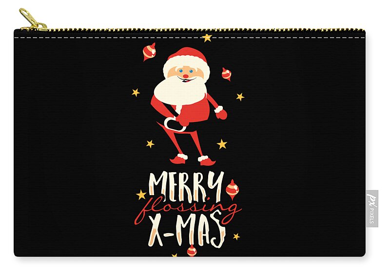 Holiday Zip Pouch featuring the digital art Merry Flossing XMas Santa by Jacob Zelazny
