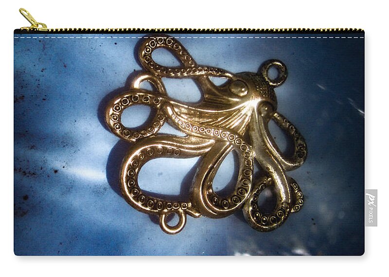 Octopus Zip Pouch featuring the photograph Metal Octopus in Water by W Craig Photography