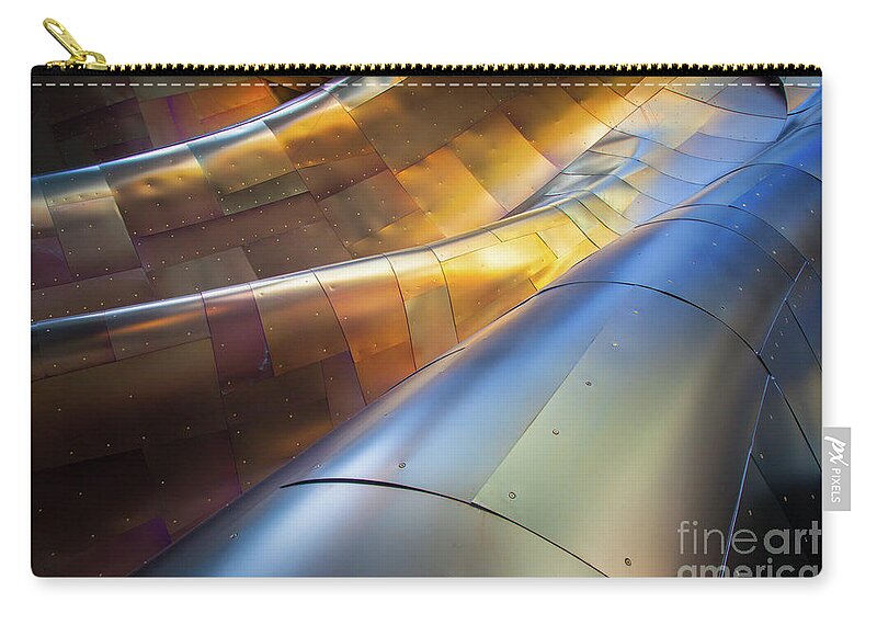 Seattle Zip Pouch featuring the photograph Metal Waves by Inge Johnsson