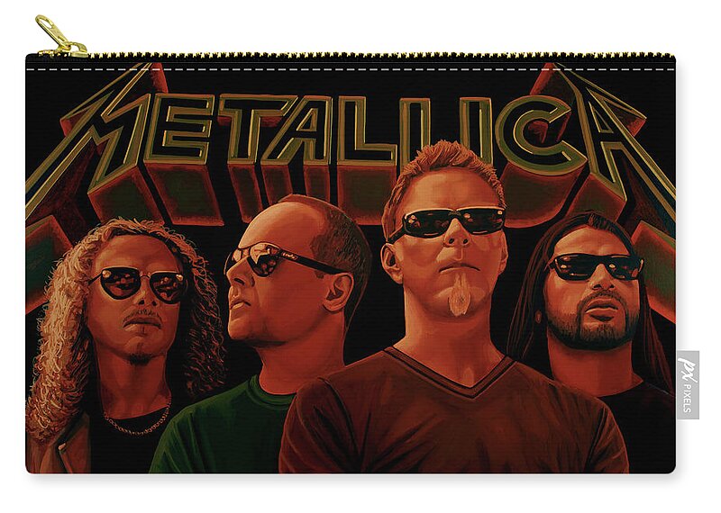Metallica Painting Zip Pouch featuring the painting Metallica Painting by Paul Meijering