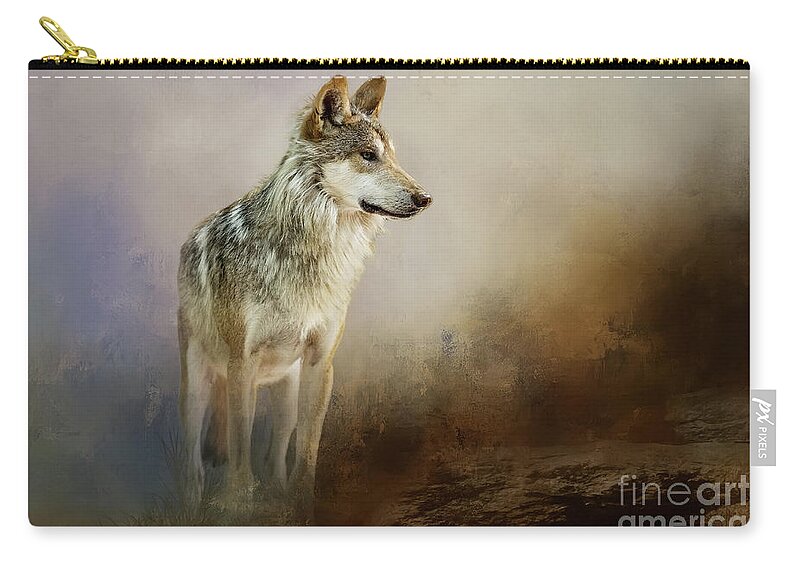 Zoo. Mexican Wolf Zip Pouch featuring the mixed media Mexican Wolf Beauty by Ed Taylor