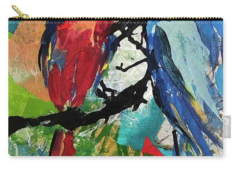 Parrots Zip Pouch featuring the painting Mexico Macaws by Elaine Elliott