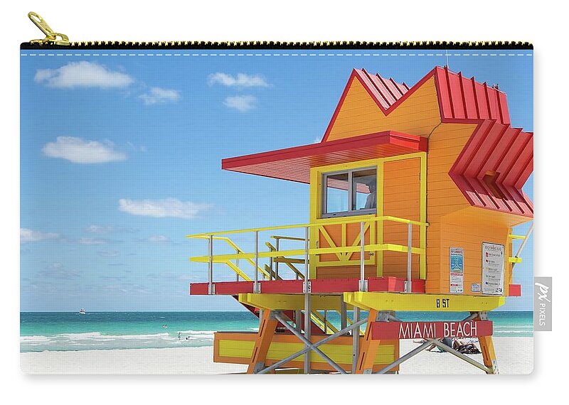 Lifeguard Station Zip Pouch featuring the photograph Miami Beach Lifeguard Station by Rebecca Herranen