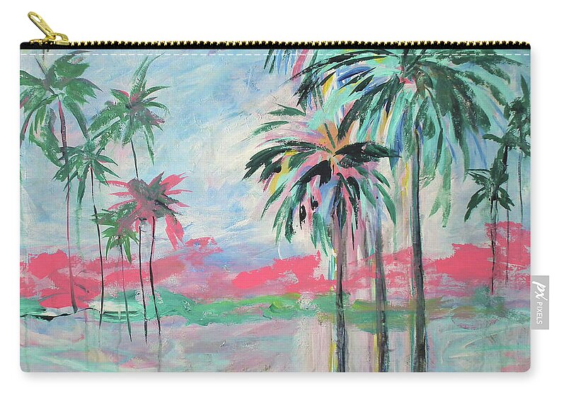 Miami Zip Pouch featuring the painting Miami Palms by Kristen Abrahamson