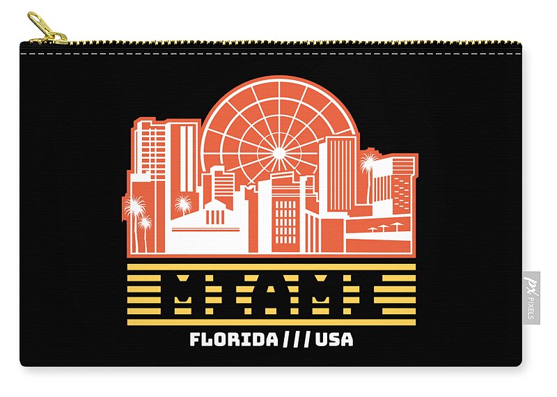 Miami Zip Pouch featuring the digital art Miami USA by Sambel Pedes