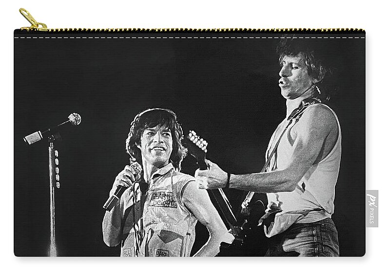 Mick Zip Pouch featuring the photograph Mick and Keith by Robert Dann