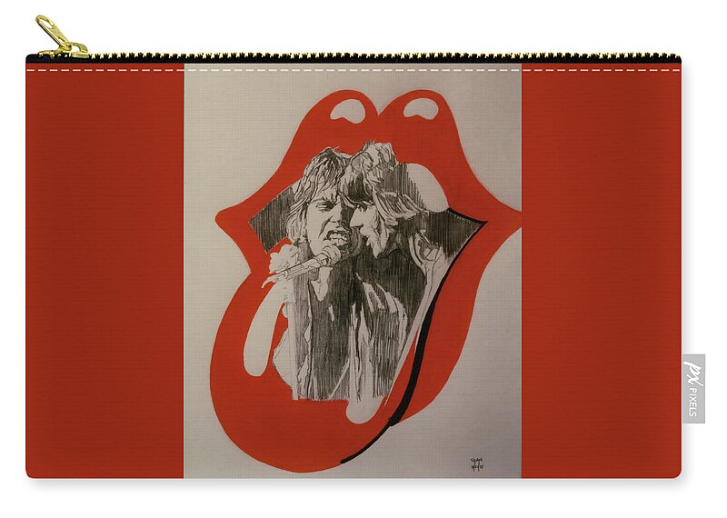 Mick Jagger Carry-all Pouch featuring the drawing Mick Jagger And Keith Richards - Exiled by Sean Connolly