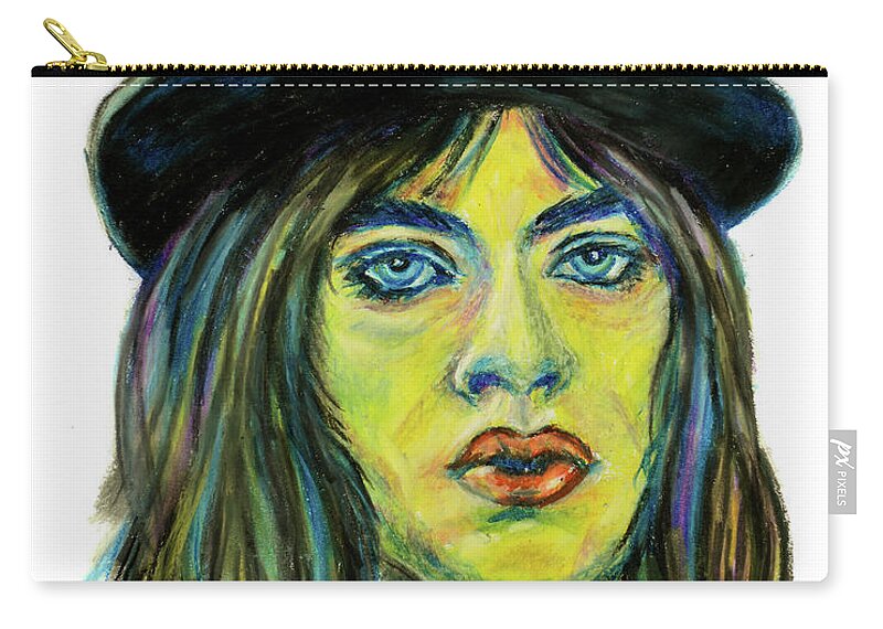 Mick Jagger Zip Pouch featuring the pastel Mick Jagger Oil Pastels by Olga Hamilton