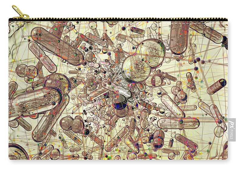 Archaea Zip Pouch featuring the digital art MICROBIOTA Antique Map by Russell Kightley