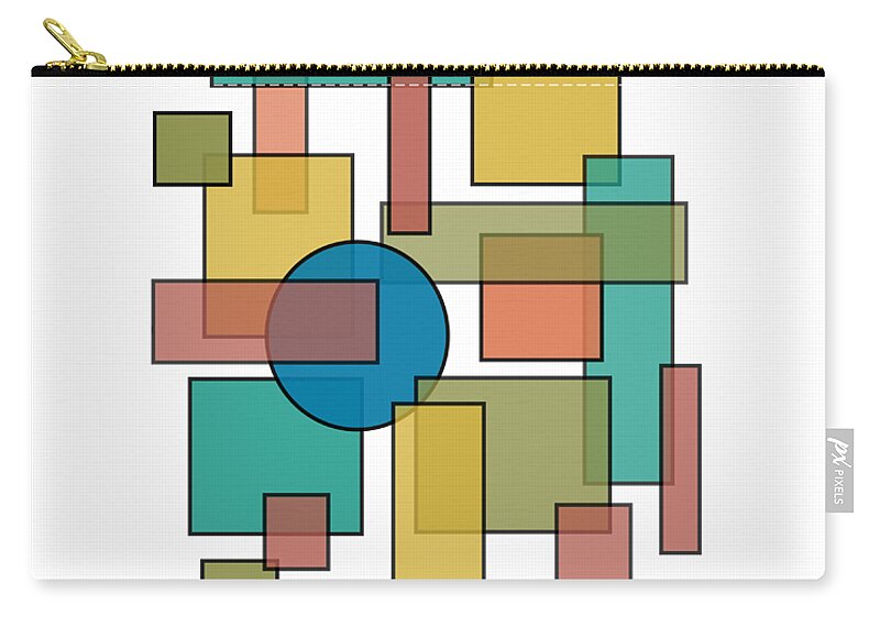 Mid Century Zip Pouch featuring the digital art Mid Century Modern Blocks with Diagonal Background by DB Artist