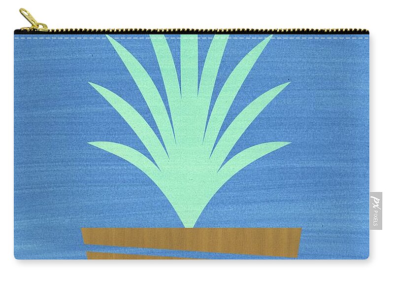 Mid Century Modern Zip Pouch featuring the mixed media Mid Century Modern Succulent 2 by Donna Mibus