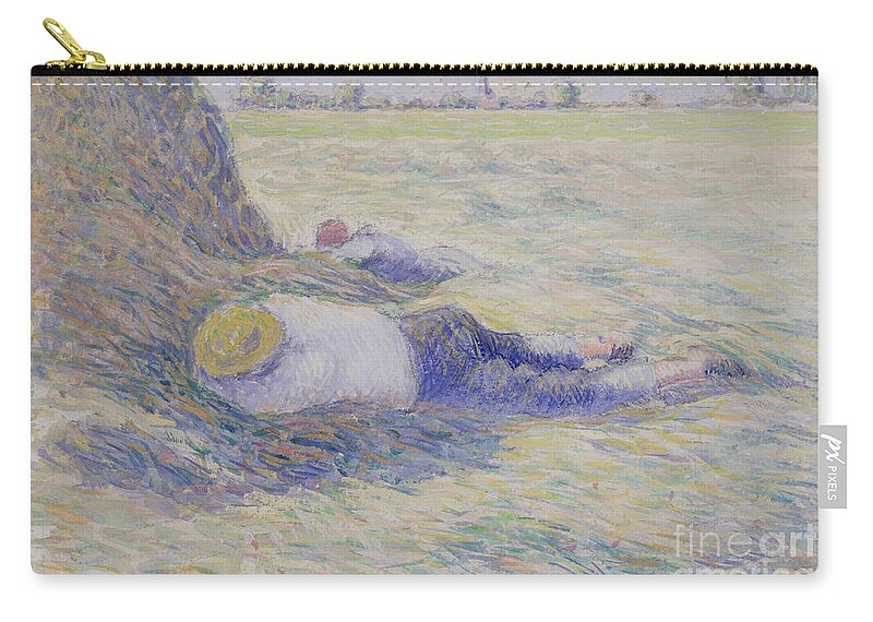 Pissarro Zip Pouch featuring the painting Midday Rest, 1887 by Camille Pissarro