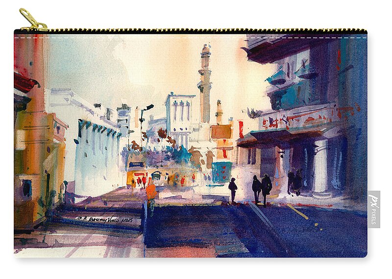 Middle East Zip Pouch featuring the painting Middle Eastern Shadows by P Anthony Visco