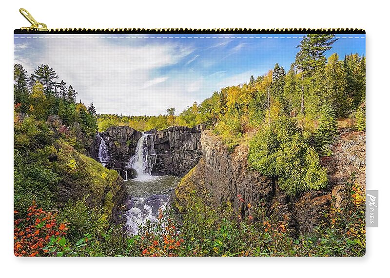 Falls Zip Pouch featuring the photograph Middle Falls at Grand Portage State Park by Susan Rydberg