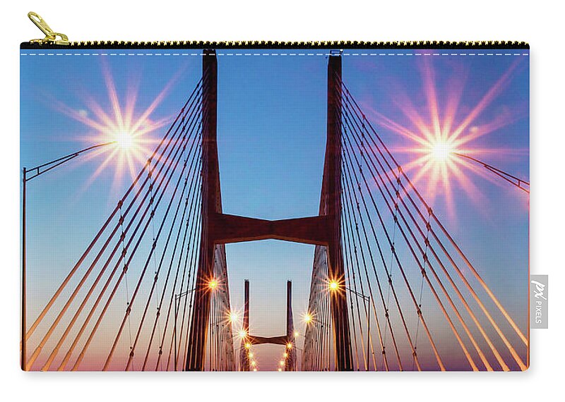 Bridge Zip Pouch featuring the photograph Middle Of Bill Emerson Bridge Vertical by Jennifer White
