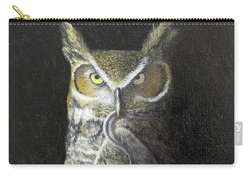 Owl Zip Pouch featuring the painting Midnight Snack by Kevin Daly