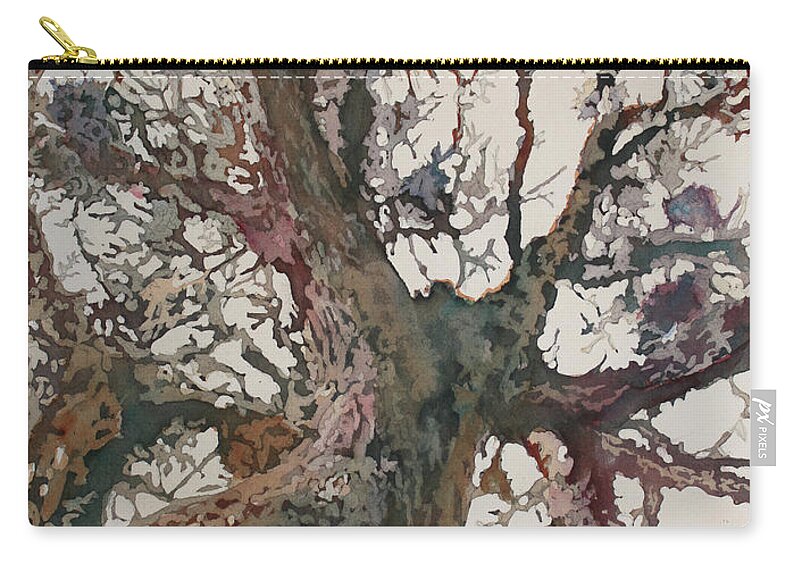 Tree Zip Pouch featuring the painting Mighty Oak by Jenny Armitage
