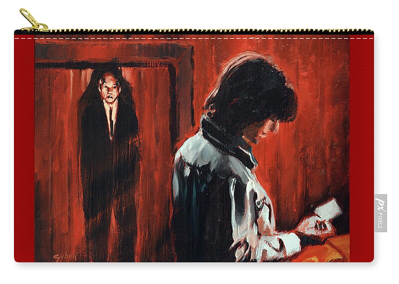 Phantasm Zip Pouch featuring the painting Mike and the Tall Man by Sv Bell