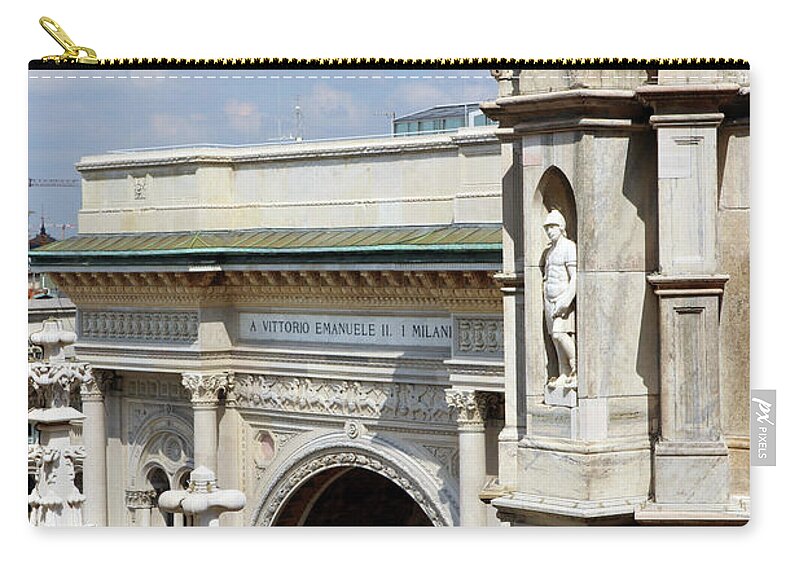 Milan Zip Pouch featuring the photograph Milan Duomo Spires and Statues 7735 by Jack Schultz