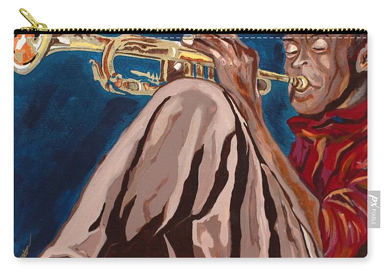  Carry-all Pouch featuring the painting Miles Davis-Backstage by Bill Manson