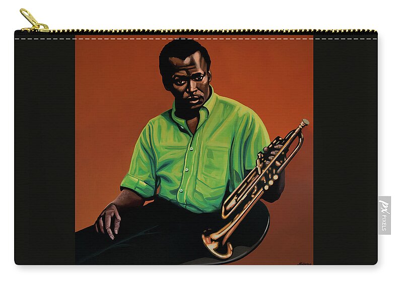Miles Davis Zip Pouch featuring the painting Miles Davis Painting 2 by Paul Meijering