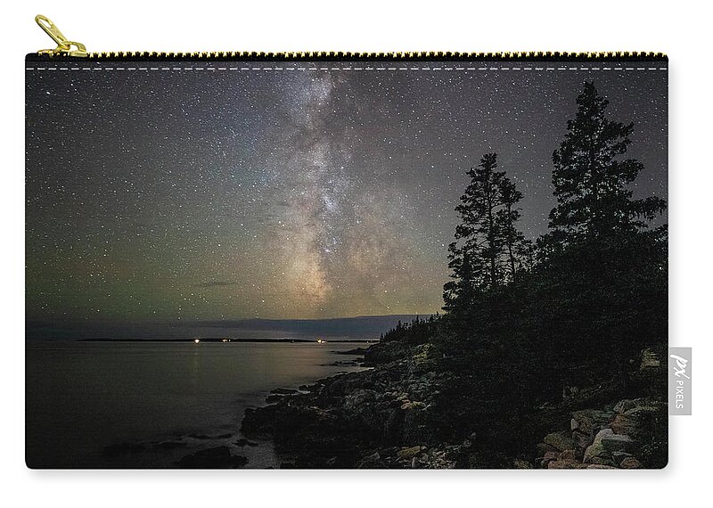 Milky Way Carry-all Pouch featuring the photograph Milky Way over Acadia Western Point by GeeLeesa Productions