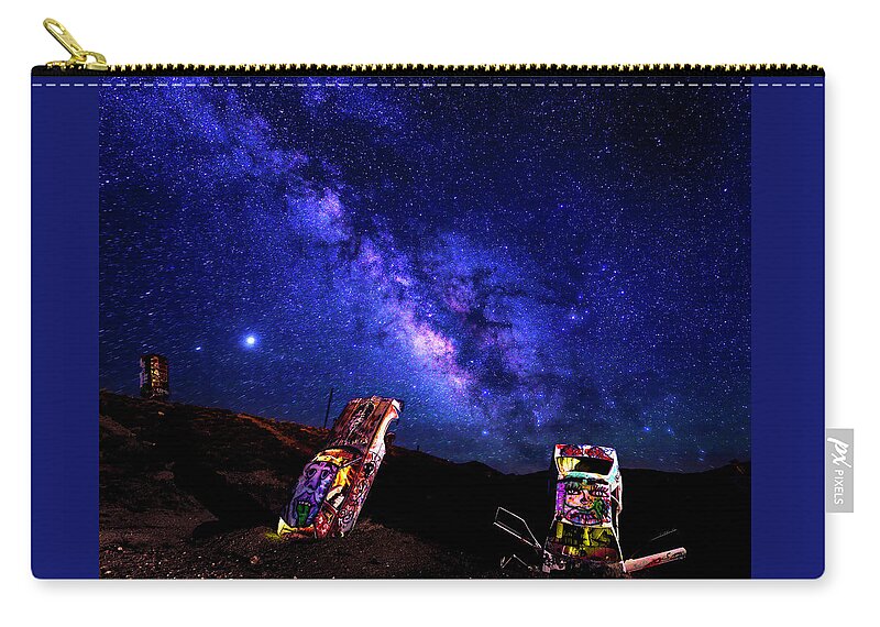 America Zip Pouch featuring the photograph Milky Way Over Mojave Graffiti 3 by James Sage
